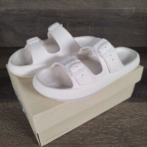 Beach Slides By J/Slides White Eva Double Buckle Sandals Women's 8 M Summer
